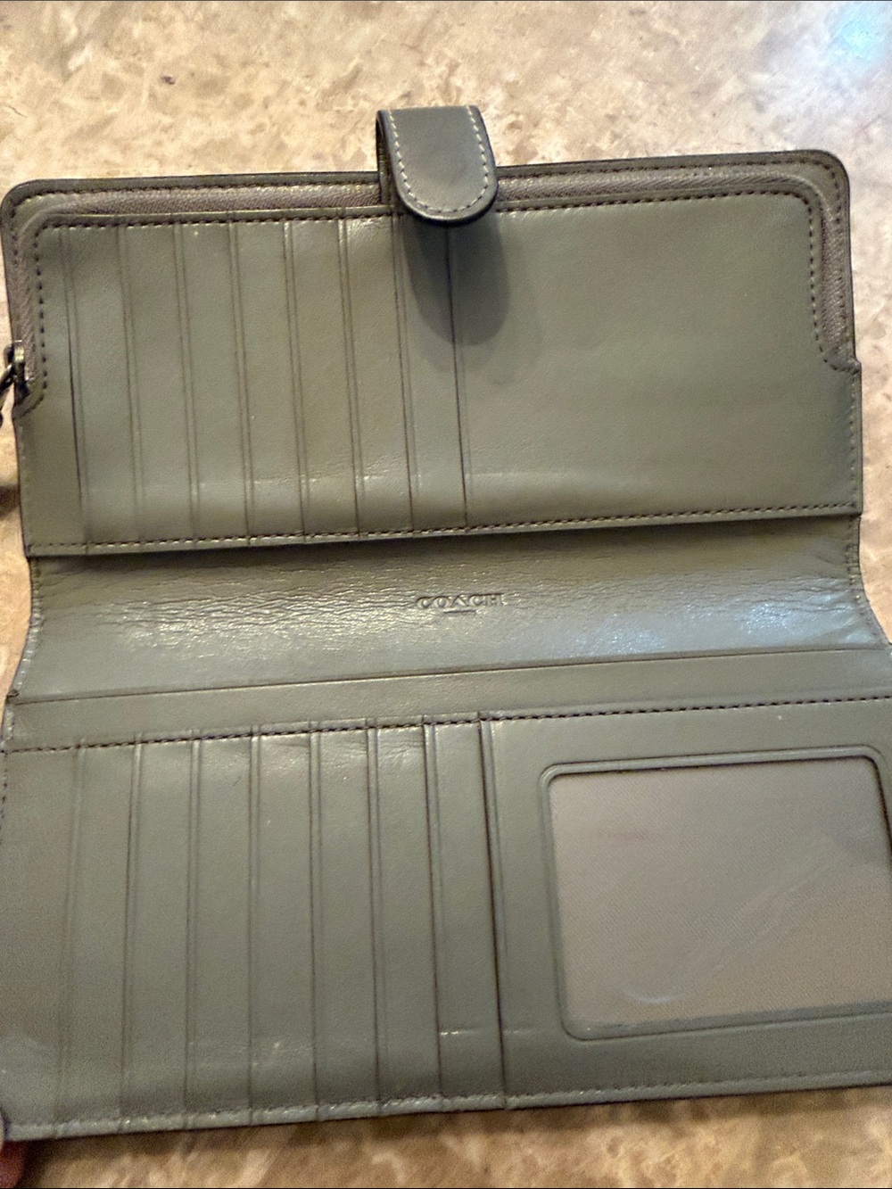 Coach Gray Leather Wallet Logo in gun metal gray slim design - Picture 6 of 14